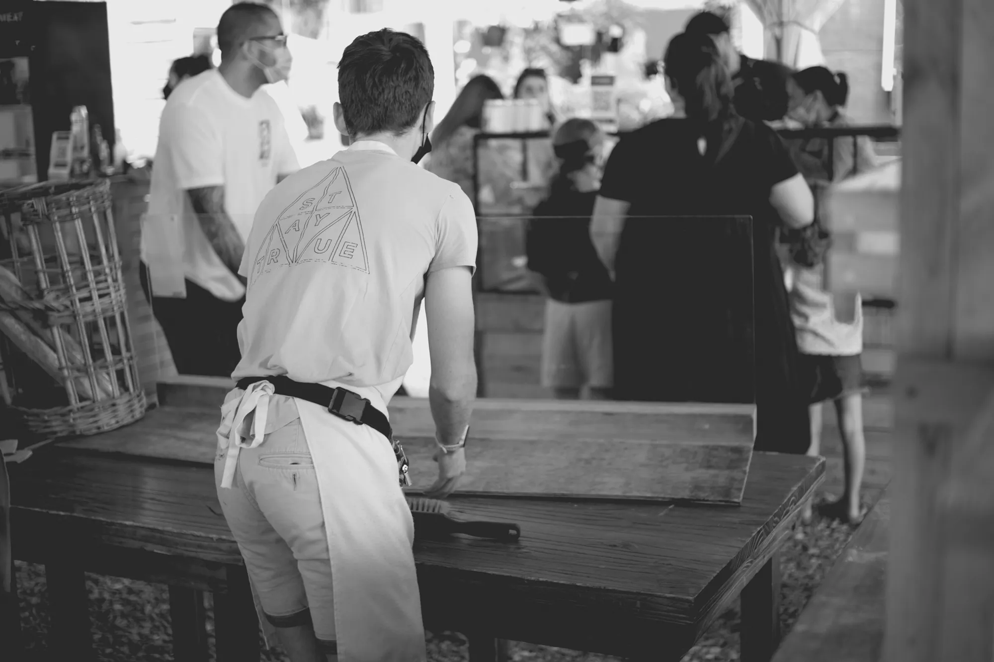 2022-02-18 - Cape Town - Man cleans workspace at bakery