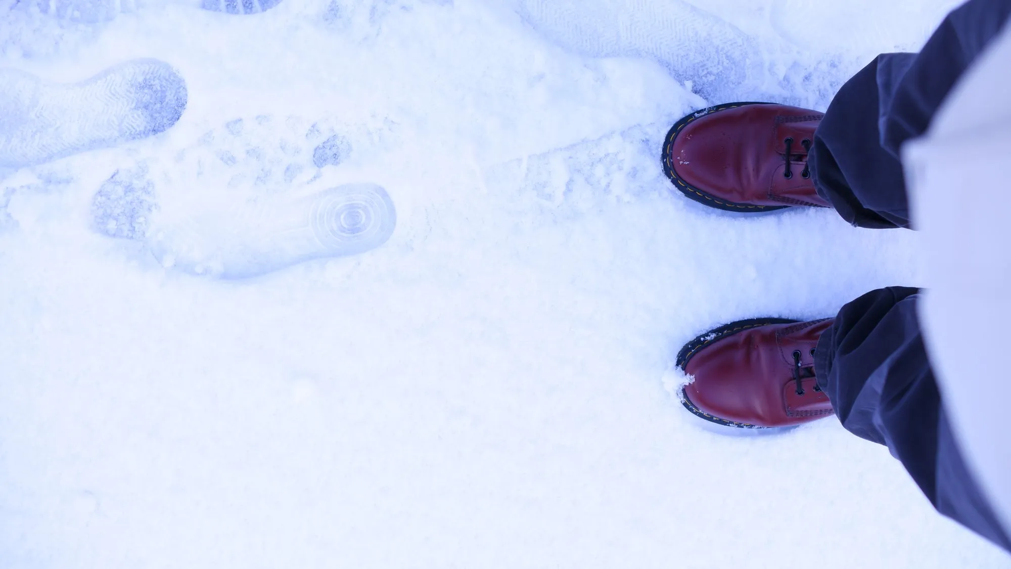 Red boots in snow