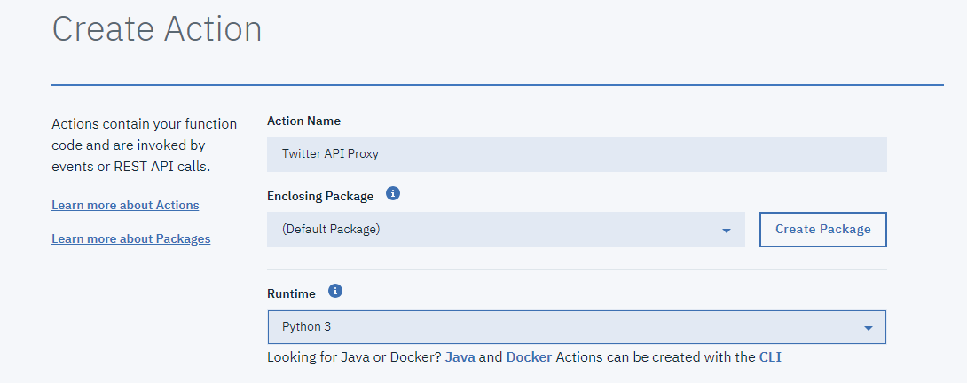 Action Creation Page