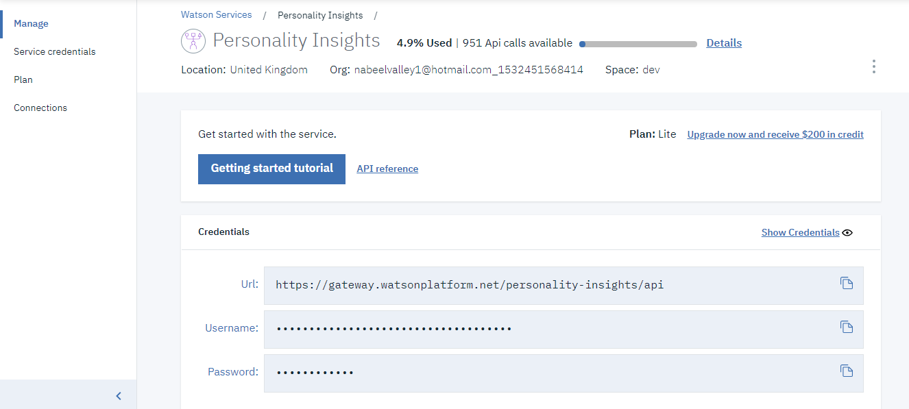 Service Management Page