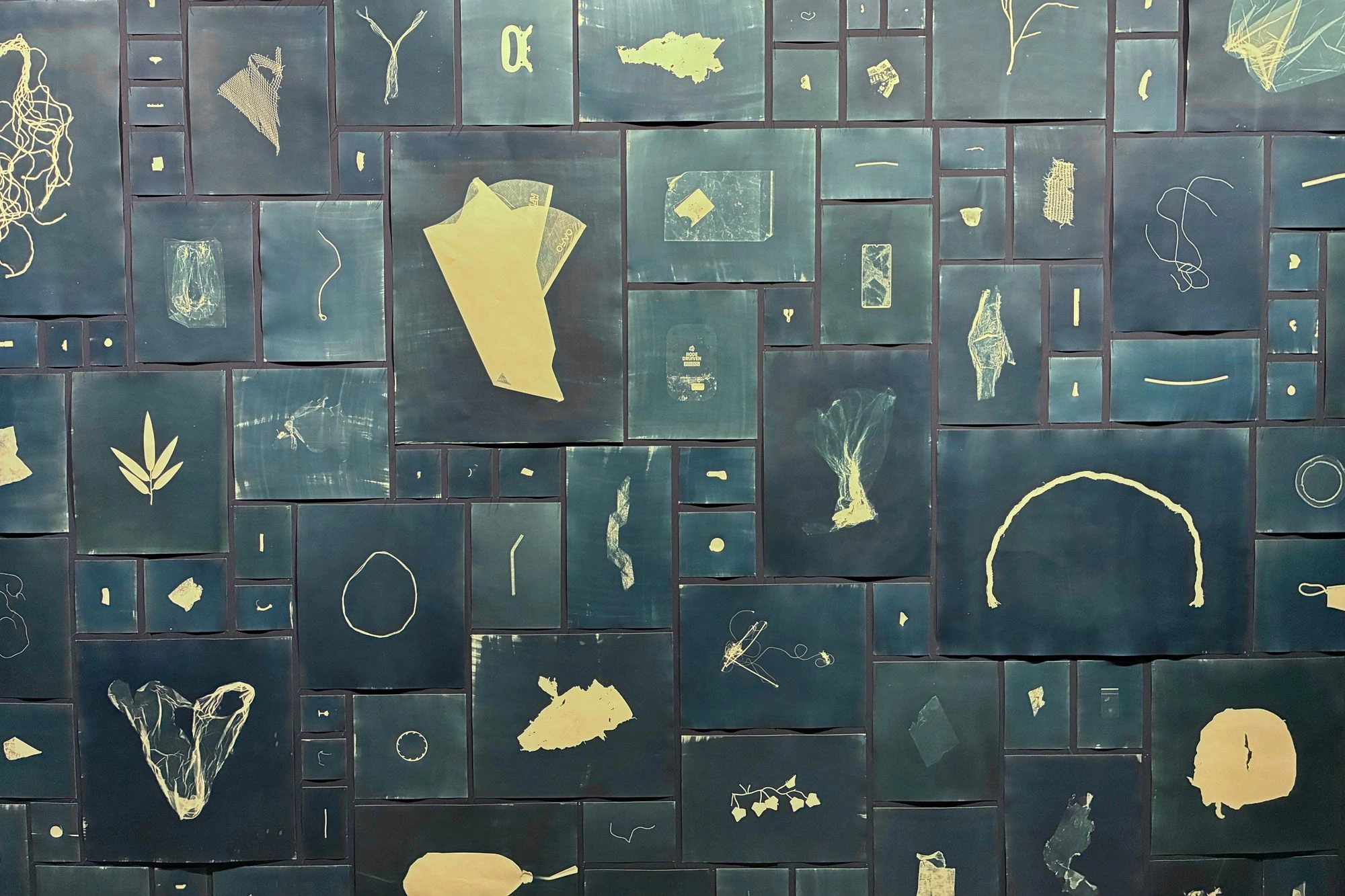 2026-03-28 - i16 - color - NL - Rotterdam - Cyanotypes of plastic found in the ocean
