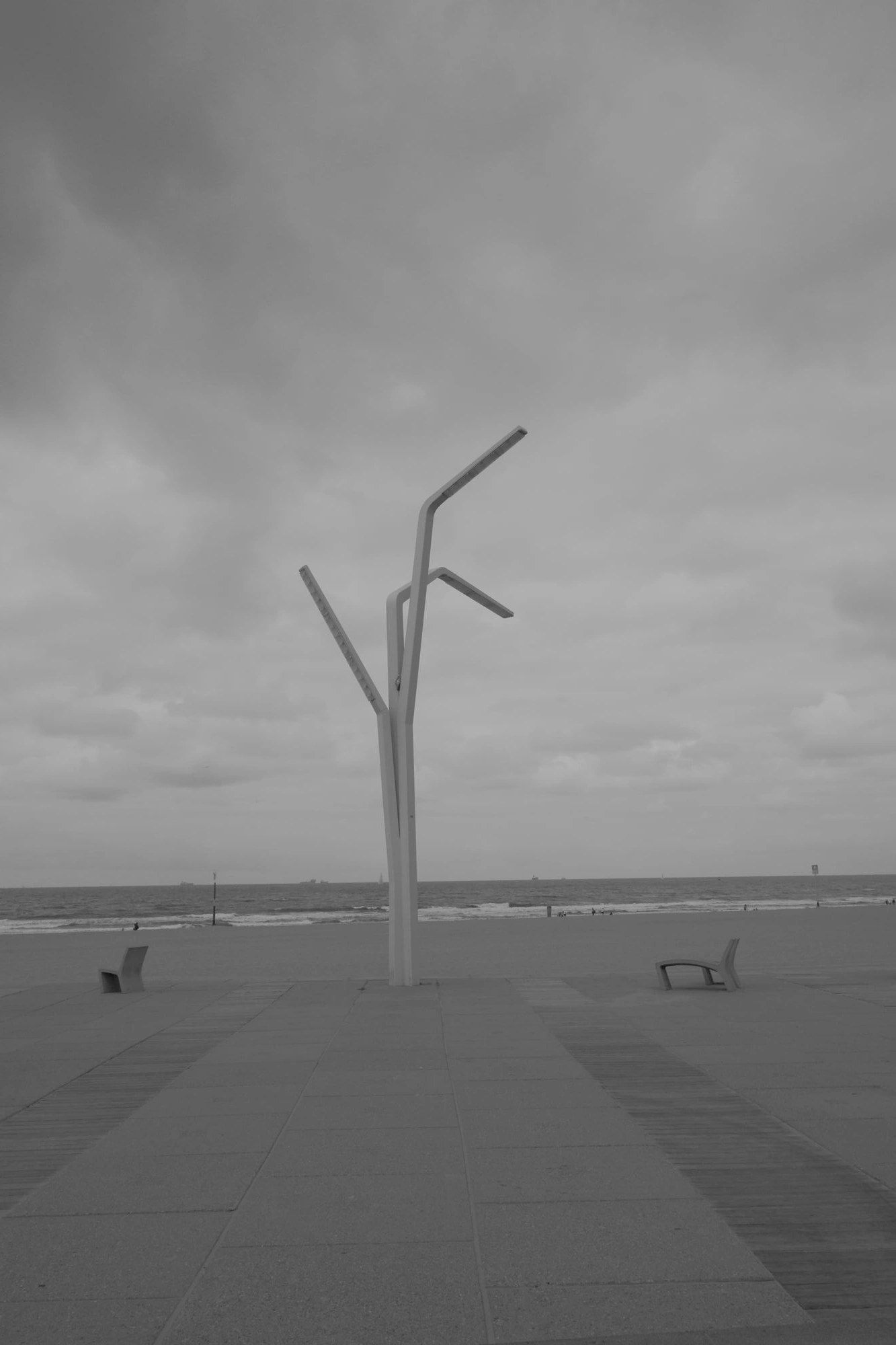 2026-07-18 - xt15-45 - bw - NL - Scheveningen - Light poles on the beach