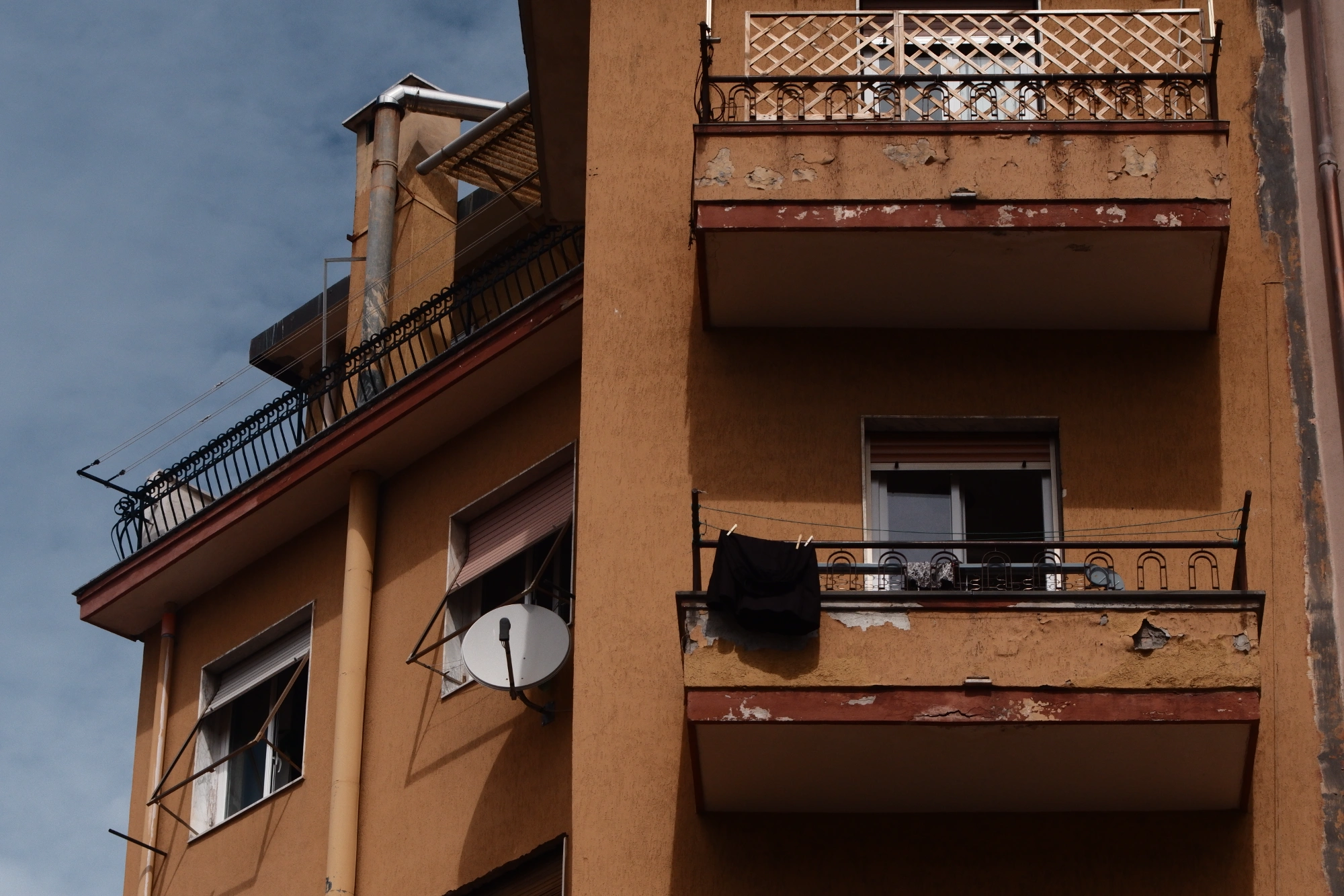 Washing hanging outside of balcony