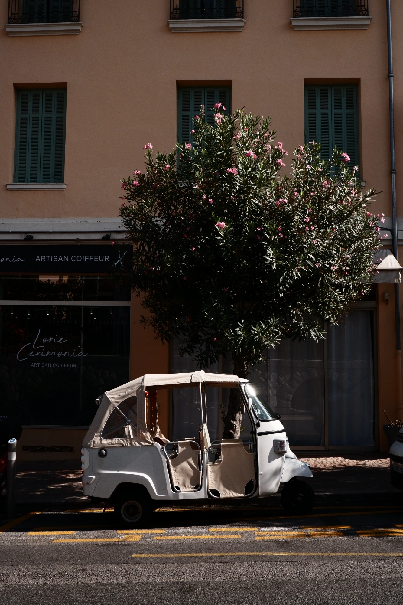 Small car parked on roadside