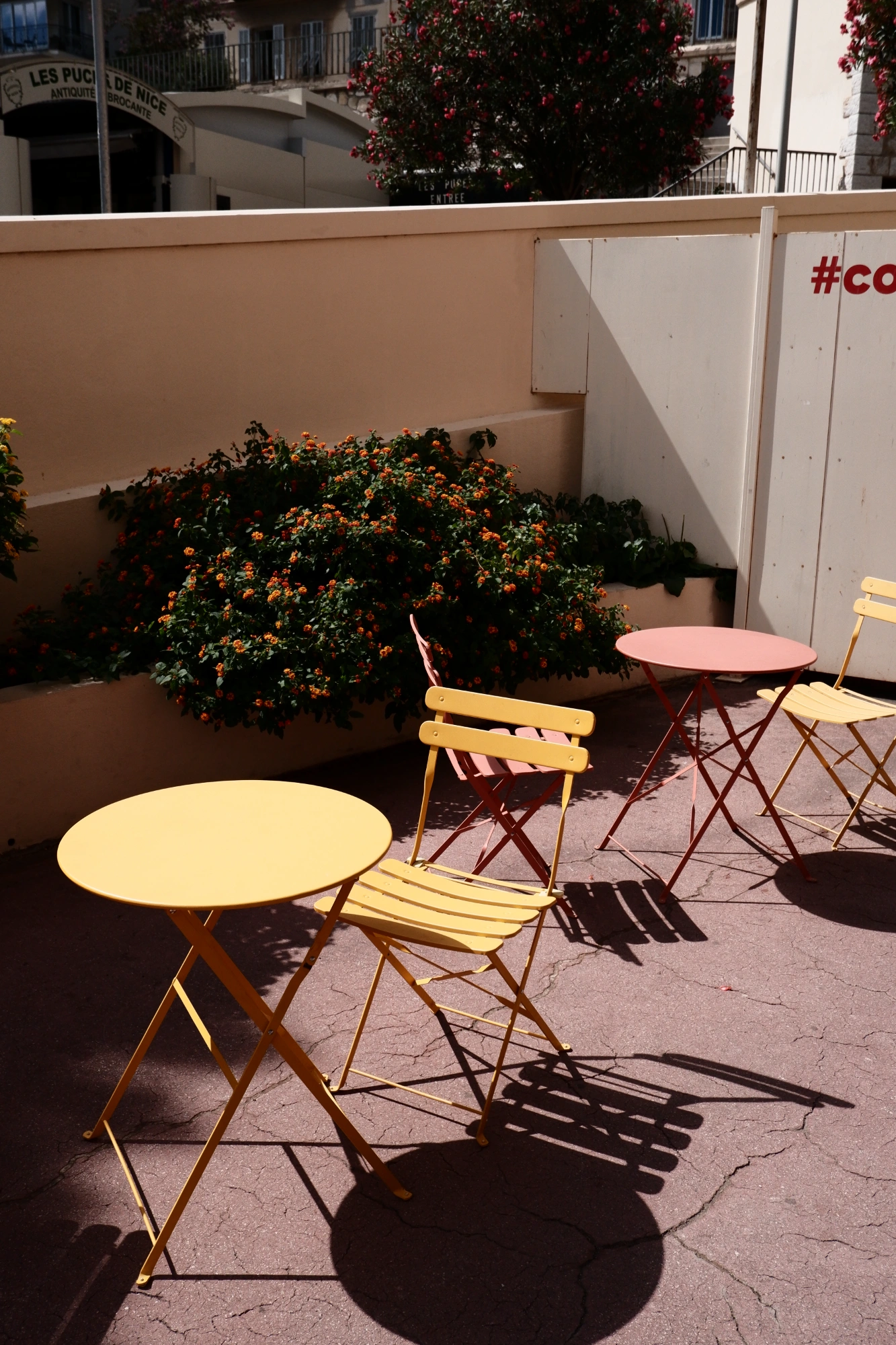 Chairs and tables outside