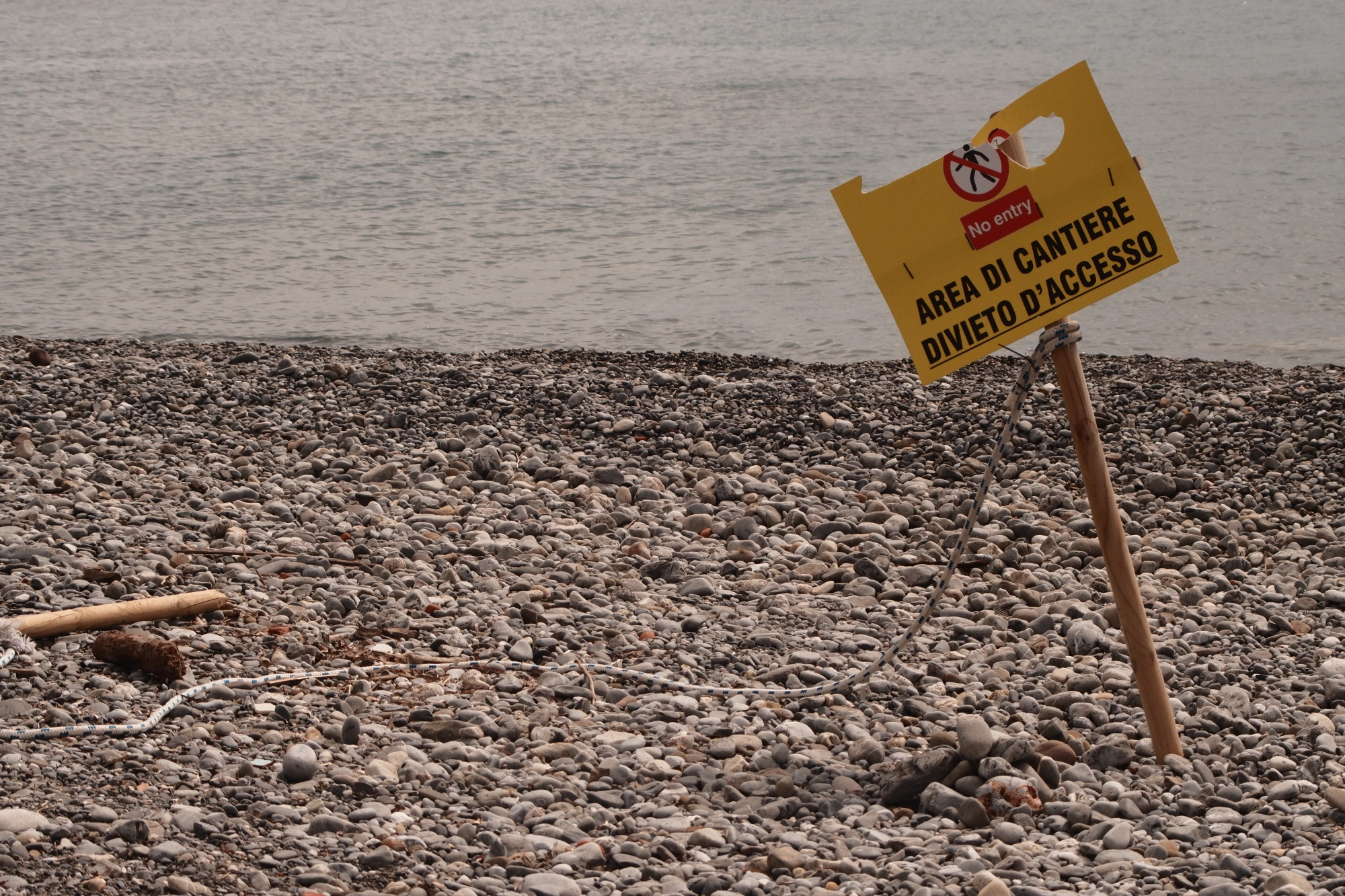 No entry sign on beach