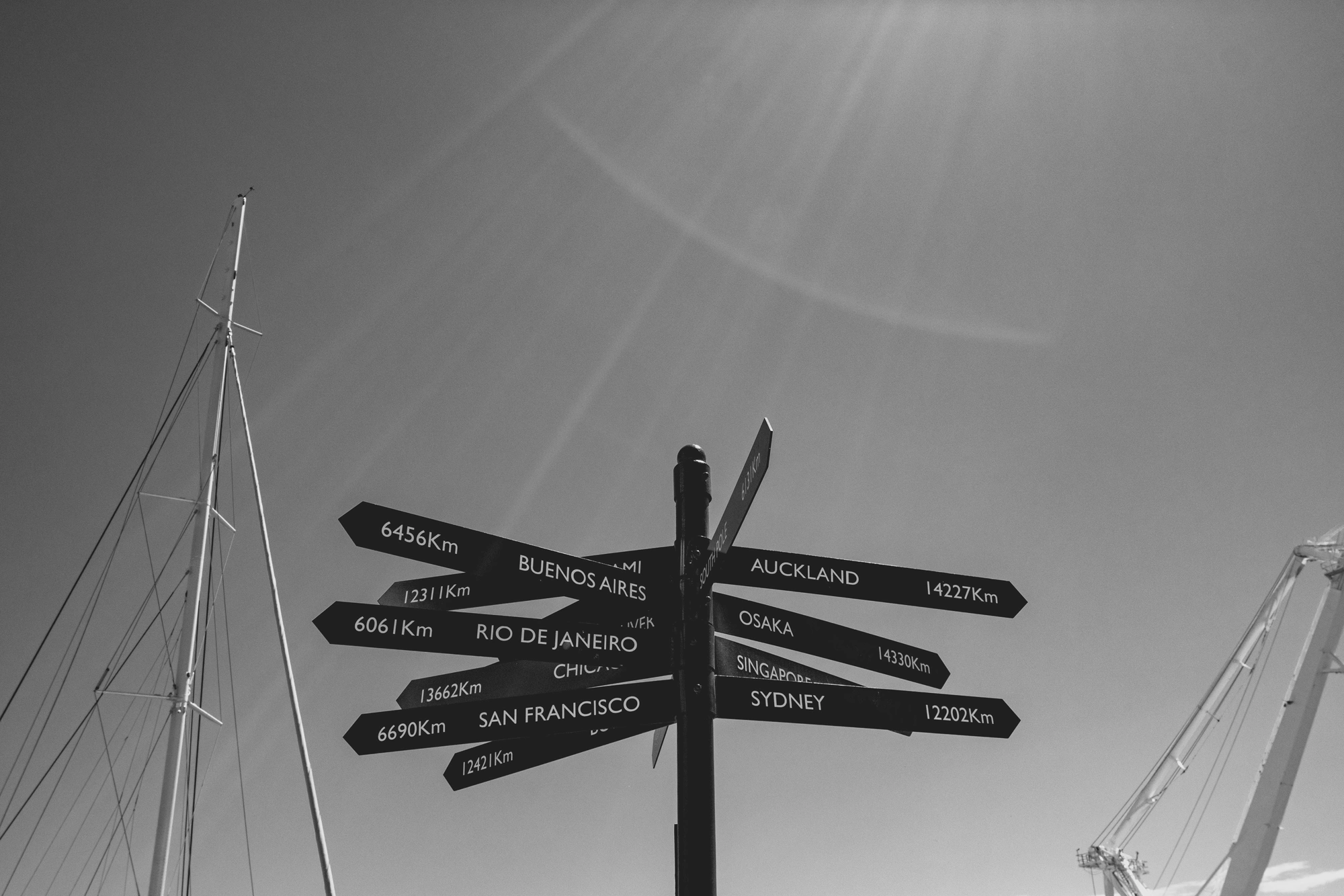2022-02-13 - Cape Town - Sign pointing to different locations with the difference to them.j
